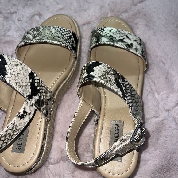 Steve Madden fifer python snake print espadrille platform sandals women’s size 8 - Picture 3 of 8
